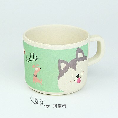 Babymuggar bambu djur söta babydrinkware med handtag natursäkert material barndrinkware: 8