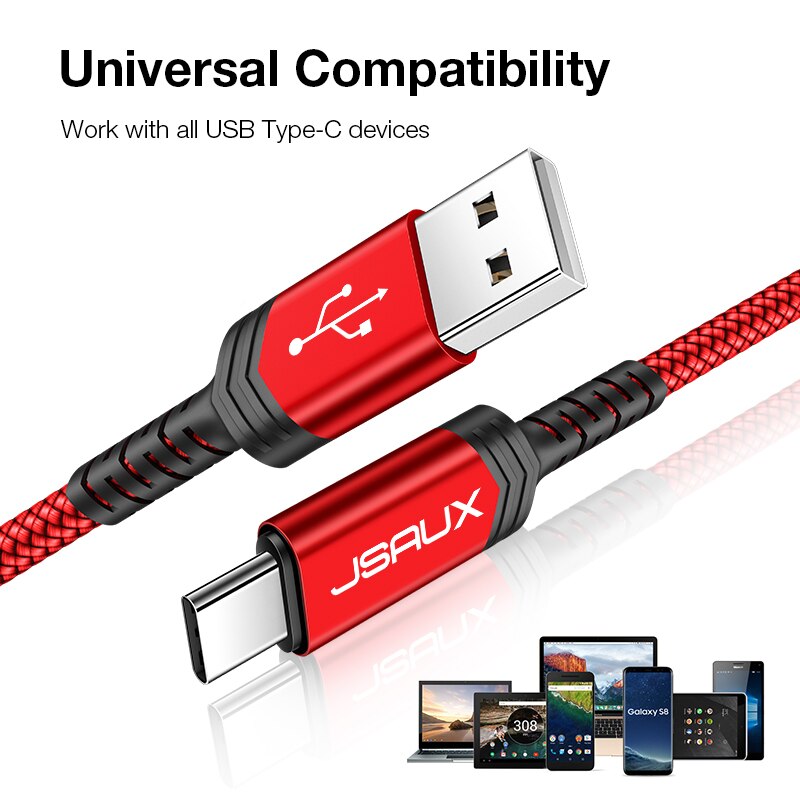 JSAUX Micro câble USB et câble de Type C 3A charge rapide pour Samsung Xiaomi câble de données de téléphone portable type-c pour Xiaomi Redmi Note 8