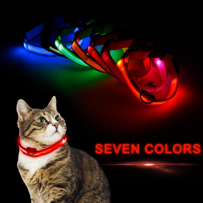 Nylon LED Pet Dog Collar Dogs Luminous Fluorescent Collars Night Safety Flashing Glow Collar In The Dark Pet Supplies