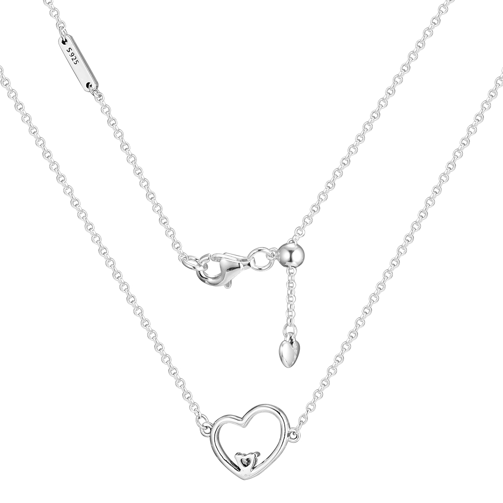 Asymmetrische herz-halskette 100% 925 sterlingsilber