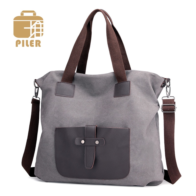 Vintage toile en cuir sac à bandoulière femmes sacs à main grande capacité décontracté sac de messager en cuir Patchwork fourre-tout Hobos sacs