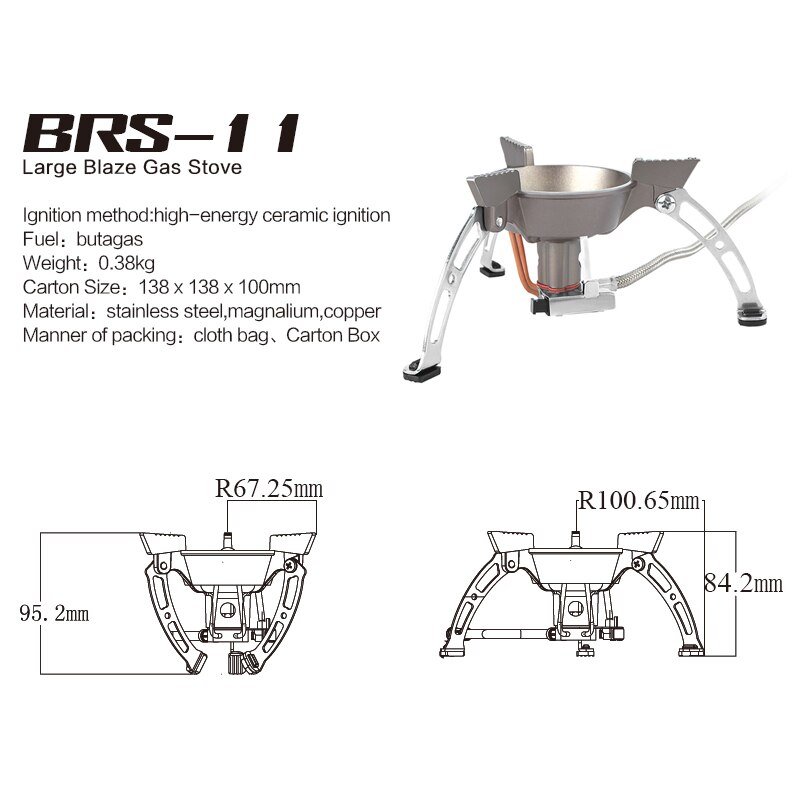 BRS-quemador de Gas BRS-11 para exteriores, estufa de acampada a prueba de viento, para senderismo, escalada, Picnic