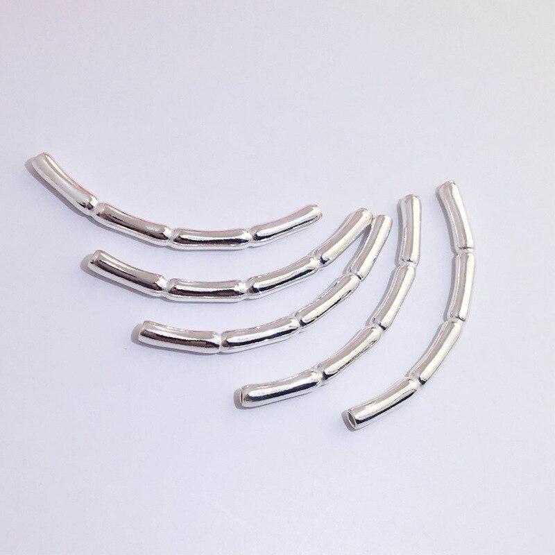 2pcs/lot 100% 925 Sterling Silver Bamboo Shape Tube Charms 20-50mm Long Spacer Beads DIY Fine Bracelets Jewelry Accessories