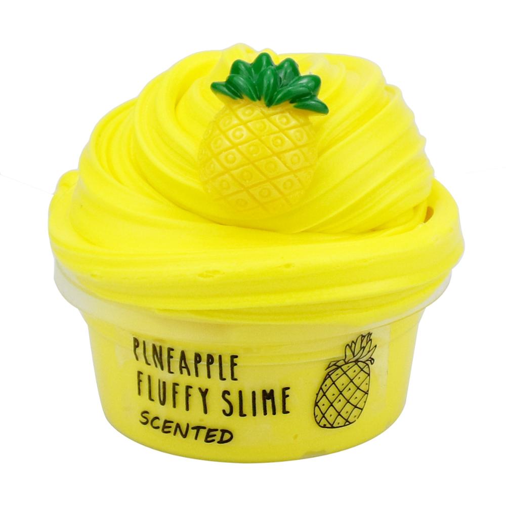 60ml Fluffy Butter Slime fruit Slime Super Soft Stretchy and Non Sticky DIY Sludge Toy for Girls and Boys: pineapple