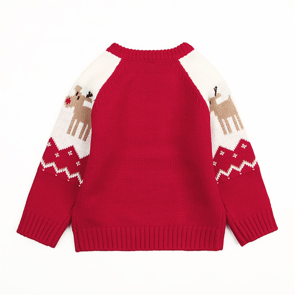 Baby Girl Winter Clothes Christmas Sweaters Boys Casual Clothes Toddler Long Sleeve Elk Print Sweaters For Girls Kids Warm Tops