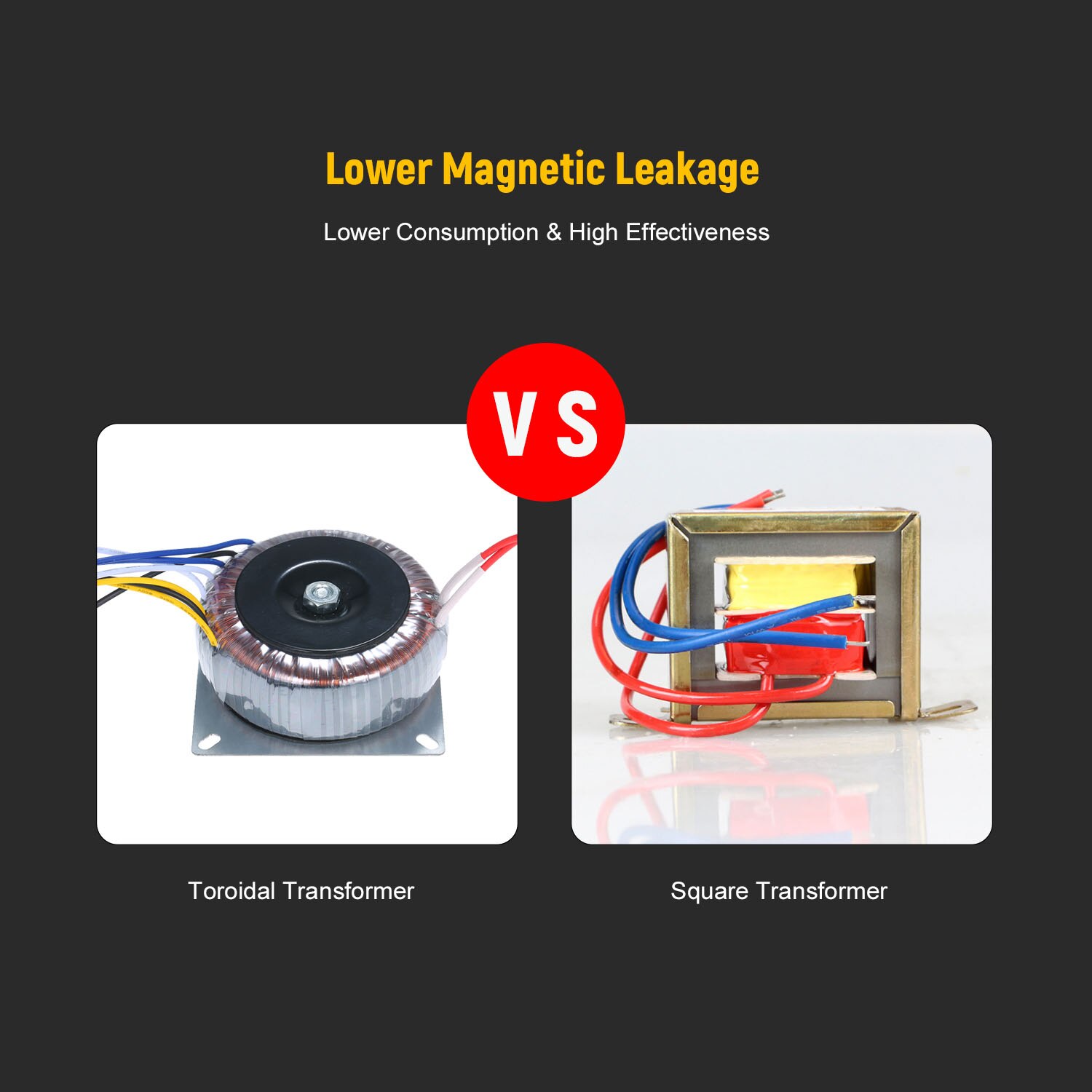 Toroidal Transformer Pure Copper Single Phase Power Supply Transformer for Audio CD Player Monitor Speaker Circuit Protection