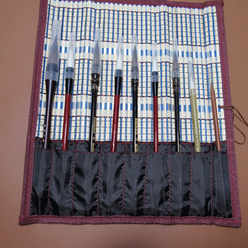 EZONE calligrafia astuccio per penne pittura portaspazzole sacchetto di rotolamento di bambù pacchetto di tende per acquerelli disegno ad olio penne forniture d'arte