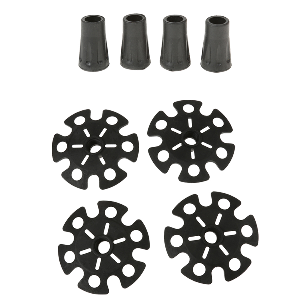 4 Set Rubber Snowflake Snow Basket + Trekking Poles Cap Walking Stick Tips Mountaineering Device Hiking Walking Sticks Access