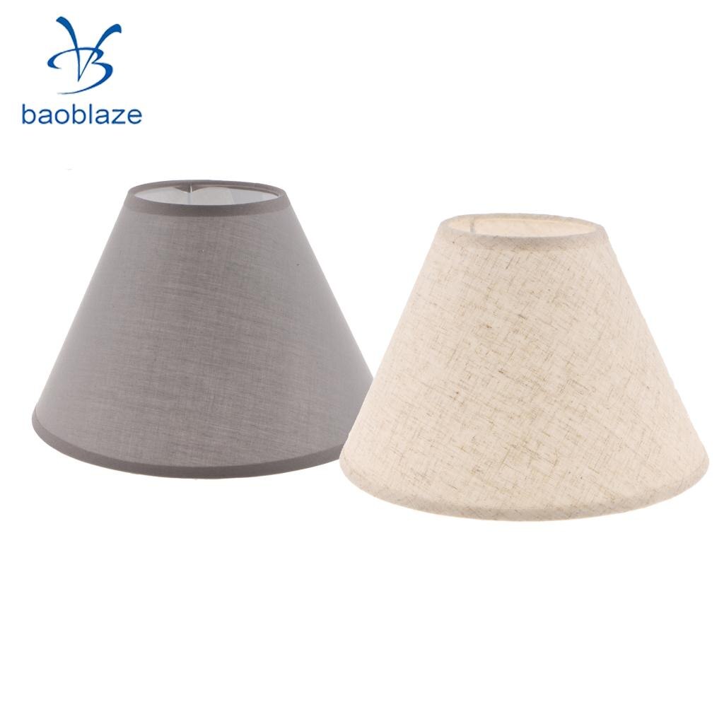 Set of 2, Simple Table Lamp Shade Bedside Lamp Light Shade Cover, Fabric Light Shade Style For Bedroom Study ( Flaxen & Gray )