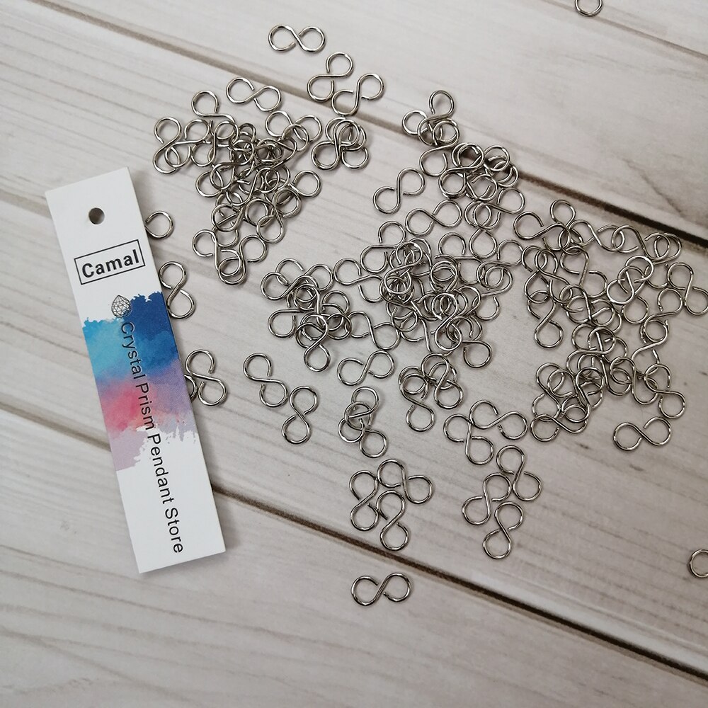 Kamel 100 stk 10 x 5mm uendeligt symbol krom  s 8 lås metalstik krog krystal vedhæng lysekrone del smykker finde