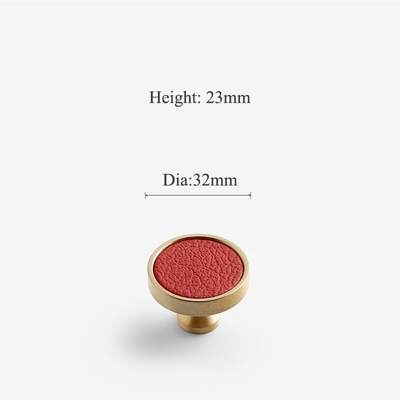 Solid mässing skåp knopp och handtag läder låda dra möbel skåp garderob handtag röd/mörkgrått guld möbelbeslag: C -2866- hong