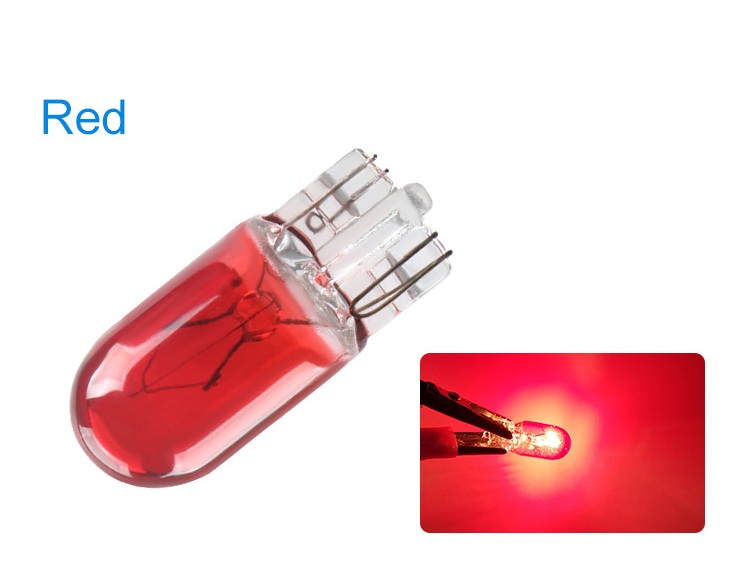 10 pcs 12v t10 501 194 5w Auto Halogenlampe Innen signal Licht Seiten markierung hellgelbe Glas birne: Rot