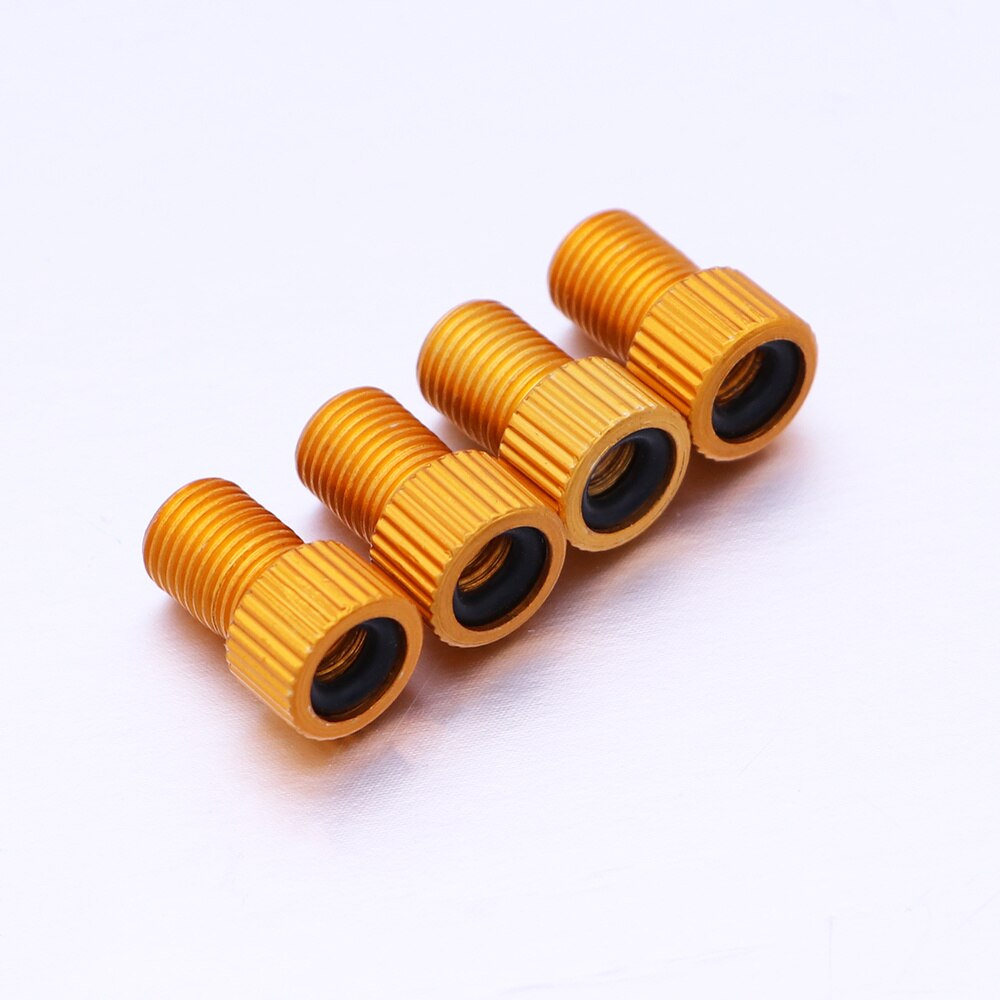 Set of 4 Bicycle Aluminum Presta to Schrader Valve Adapters Converters Mountain Bike Road Bike Air Compressor Repair Tools
