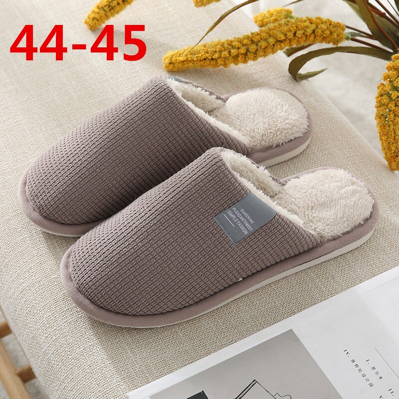 Xiaomi Cotton Slippers Couple Winter Warm Slippers Male Home Indoor Non-slip Platform Slippers for Women Men: Grey 44-45