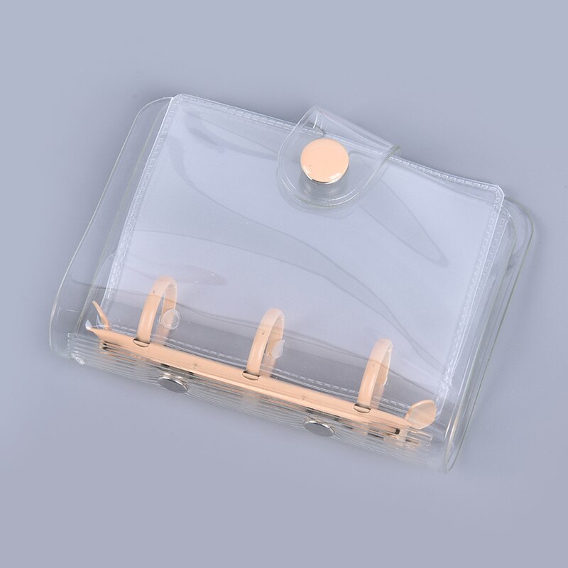 Cute Transparent 3 ring Mini Loose-leaf Hand Book Student Portable Notebook ring binder Kawaii School Supplies: Light Yellow