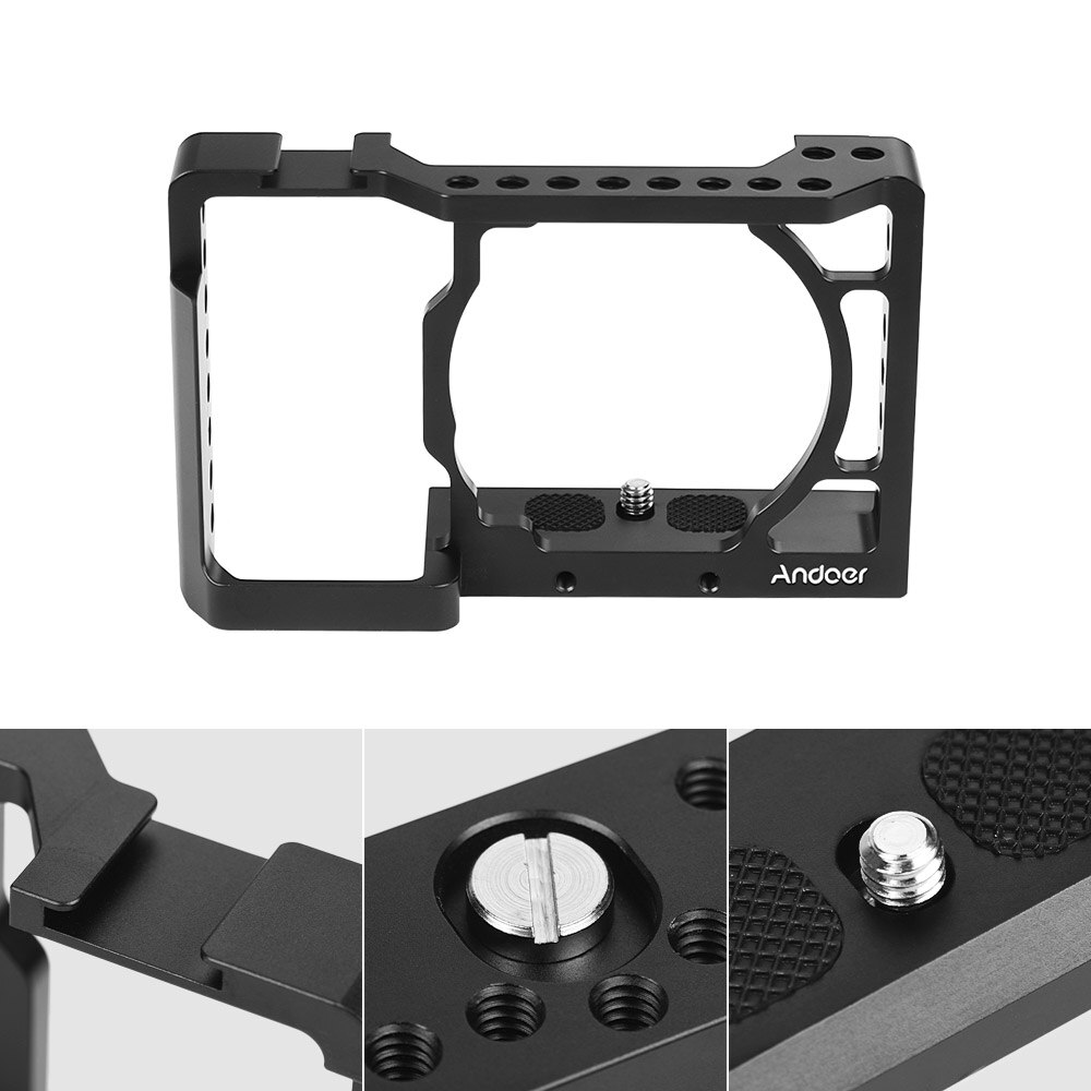 Andoer klatka operatorska wideo film film co stabilizator ze stopu aluminium 1/4 Cal śruba z zimna butów zamontować dla Sony A6500 kamery