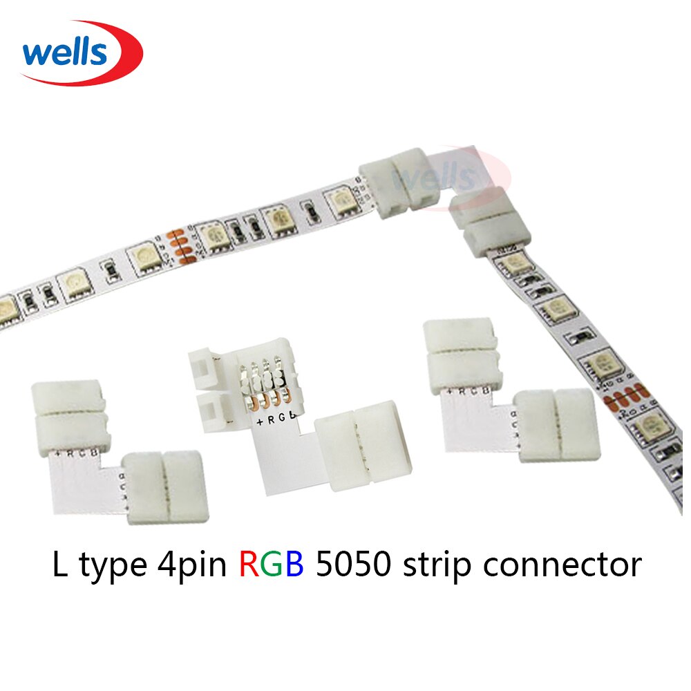 5set L Shape 2pin 3pin 4 pin LED Connector For connecting corner right angle RGB 3528 2811 2812 5050 LED Strip