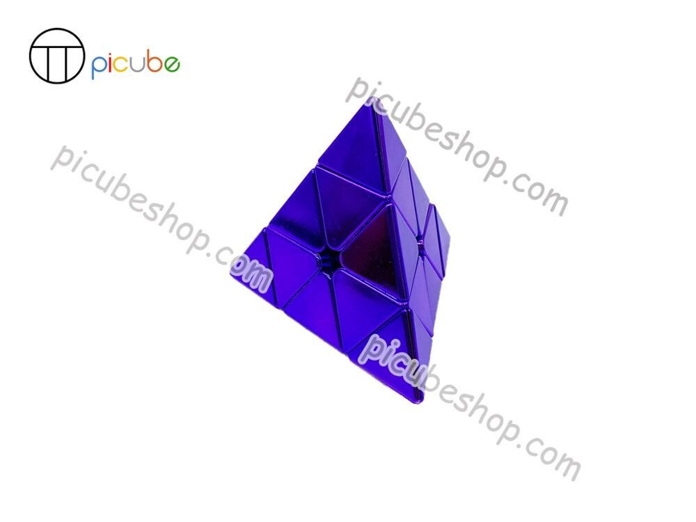 [Picube]MeiLong Pyramide Würfel Rätsel Metall Farbe Würfel 2x2 Goldene/Silber/Blau/verrotten/grün/Lila: Violett
