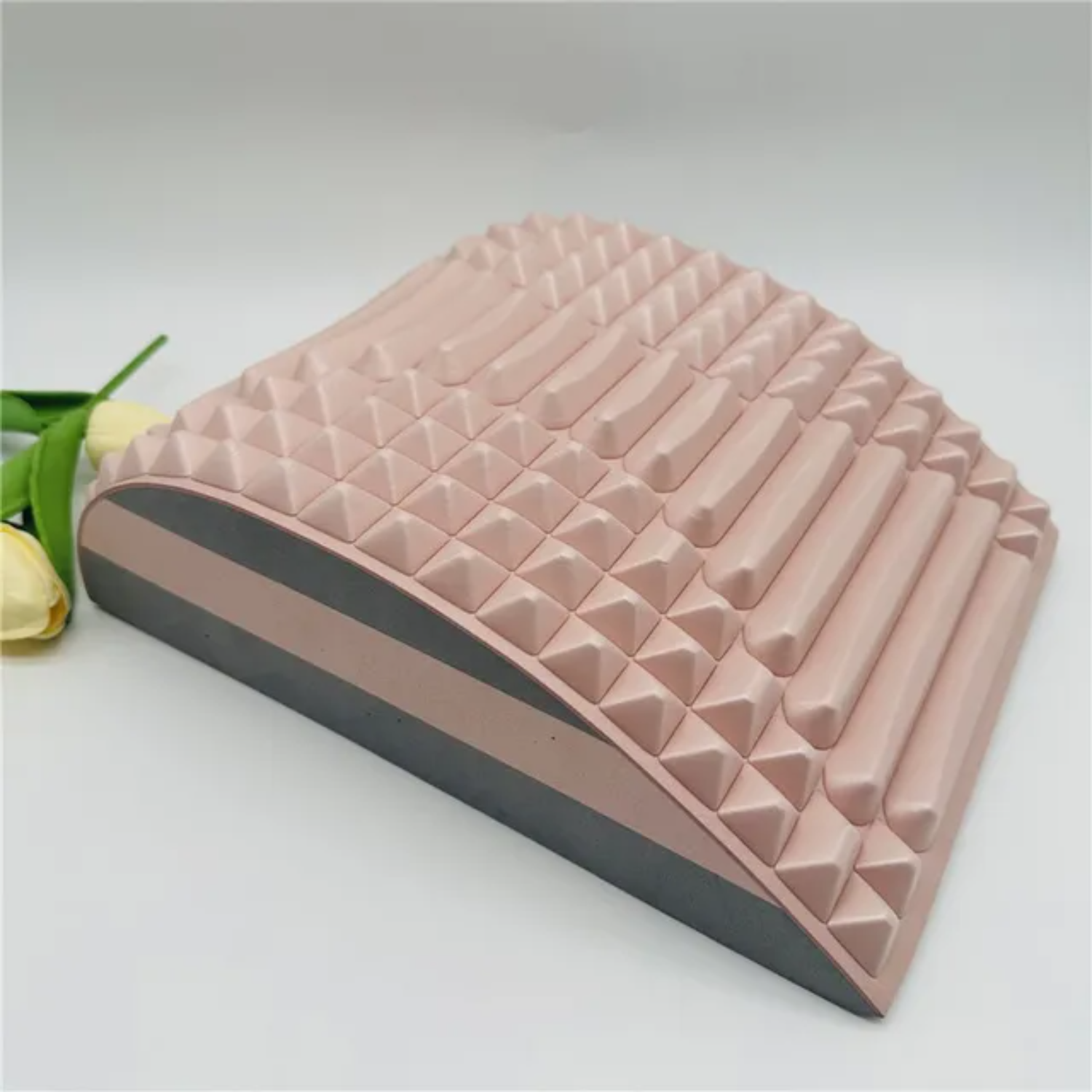 Relaxador Lumbar extensor Lumbar masaje relajación Yoga corrección de columna estiramiento ejercicio de espalda soporte Lumbar auxiliar: Rosa