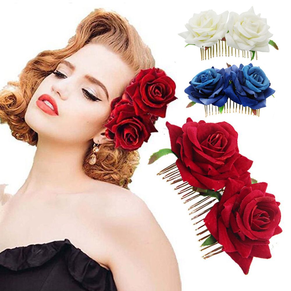 Peineta de flores para mujer, joyería de boda hecha a mano, tocado de graduación, accesorios para el cabello con dijes, 1 piezas