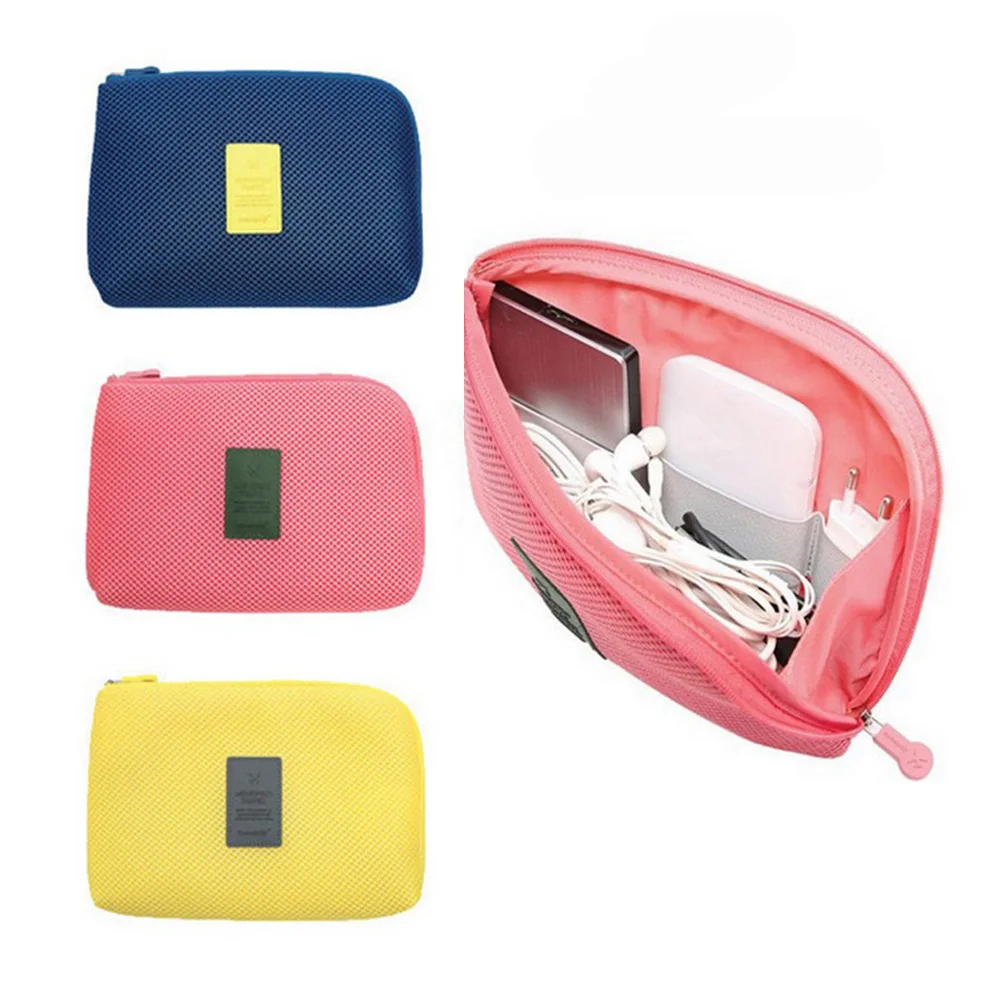 Männer Frauen machen-hoch Taschen Reise USB-Datenkabel Headset Kopfhörer Organizer Tasche einfarbig große Kapazität Reiß verschluss Kosmetik tasche