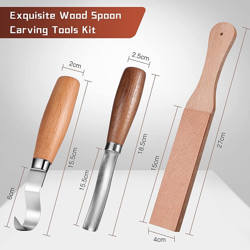 4 Pieces Wood Carving Tools Kit, Spoon Carving Hook Knives With Wood Carving Gouge Chisel Bowl Scoop Carving Set