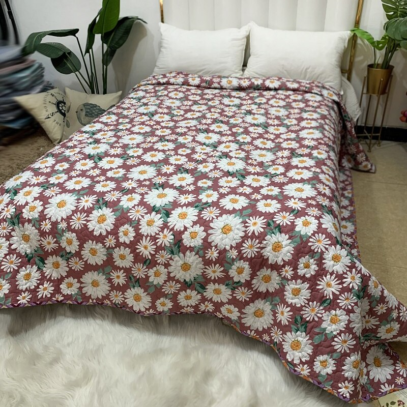 Couvre-lit matelassé imprimé Floral à carreaux, couvre-lit Patchwork, Style américain, couverture de lit pour adultes, été, 220x240cm: 06 Bedspread