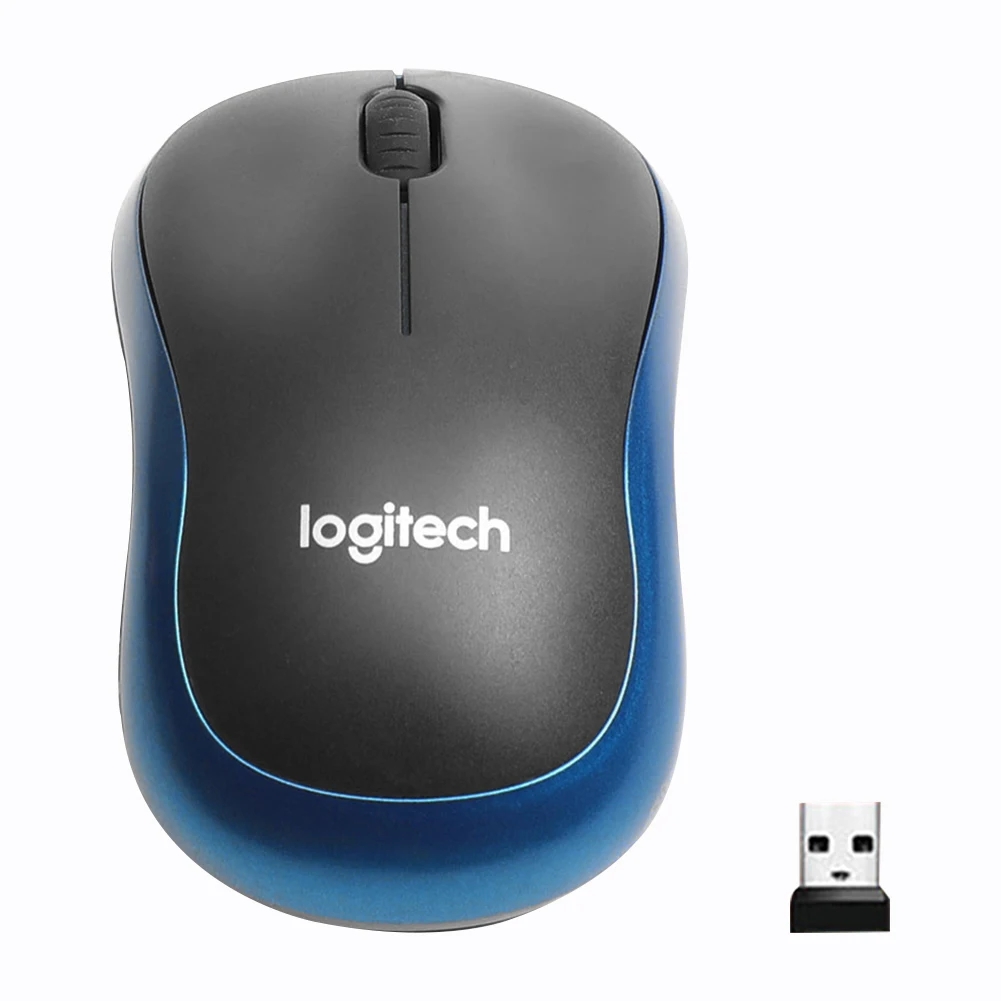 Original logitech  m185 trådlös mus 2.4 ghz 1000 dpi 3 knappar tyst spelmöss optisk navigation för pc/laptop-mus gamer: Blå
