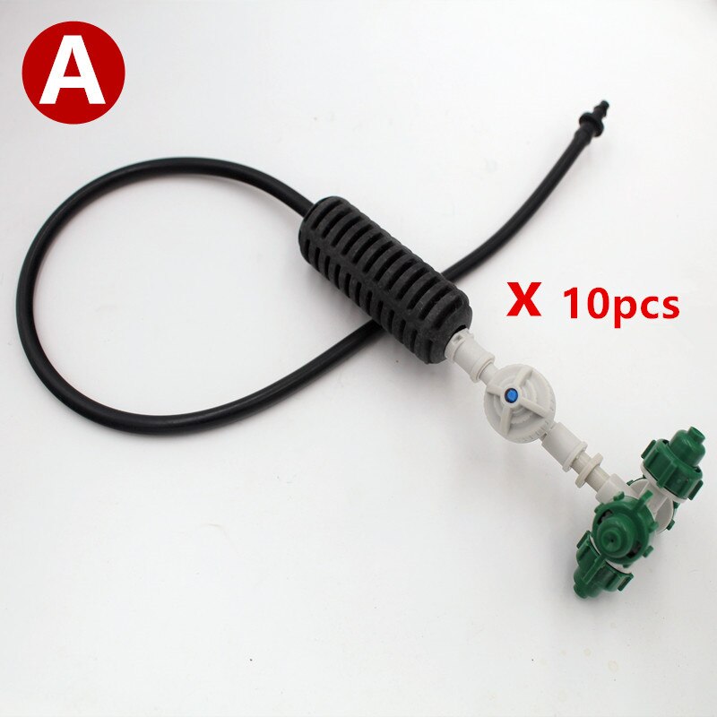 10 unids/pack nebulizador Cruz de nebulización de colgando ensamblaje de aspersor colgante para enfriamiento para jardín de riego BY001