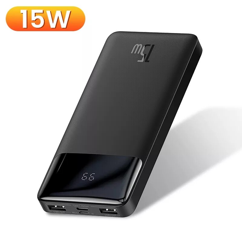 Baseus-cargador portátil de 20000mAh para iPhone, batería externa PD, Cargador rápido, Powerbank para teléfono Xiaomi Poverban: 15W Black / 20000mah
