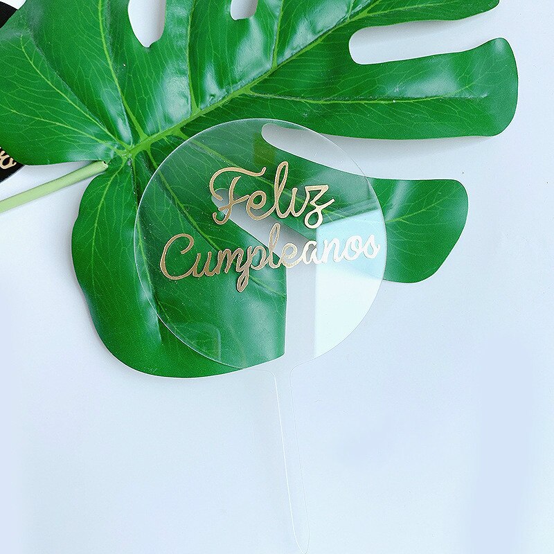 Acrylic Spanish Happy Birthday Cake Topper Feliz Cumpleanos Baking Cake Decoration Kids Birthday Party Favors Cake Toppers: Clear