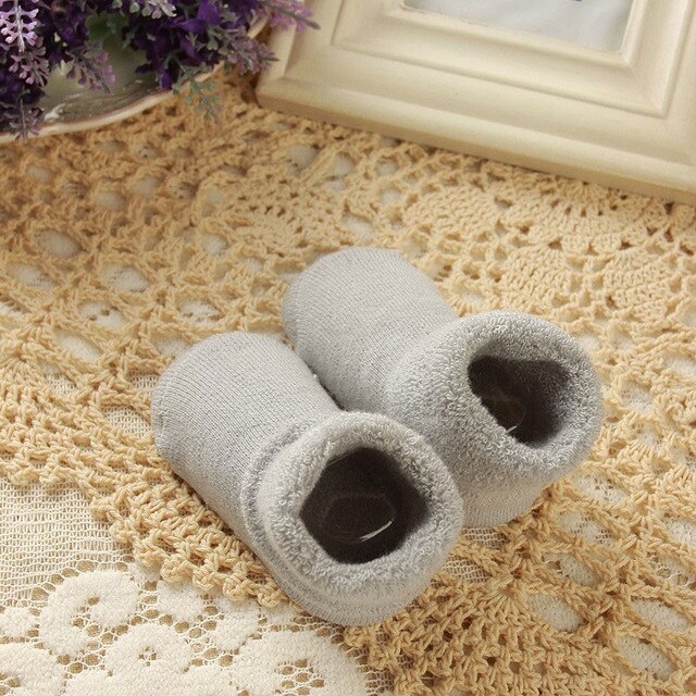 Ideacherry Baby Socks Autumn Winter Thicken Newborn Sock Warm Baby Boy Girl Socks Floor Antiskid Sock For Kids 0-3 Year: Gray