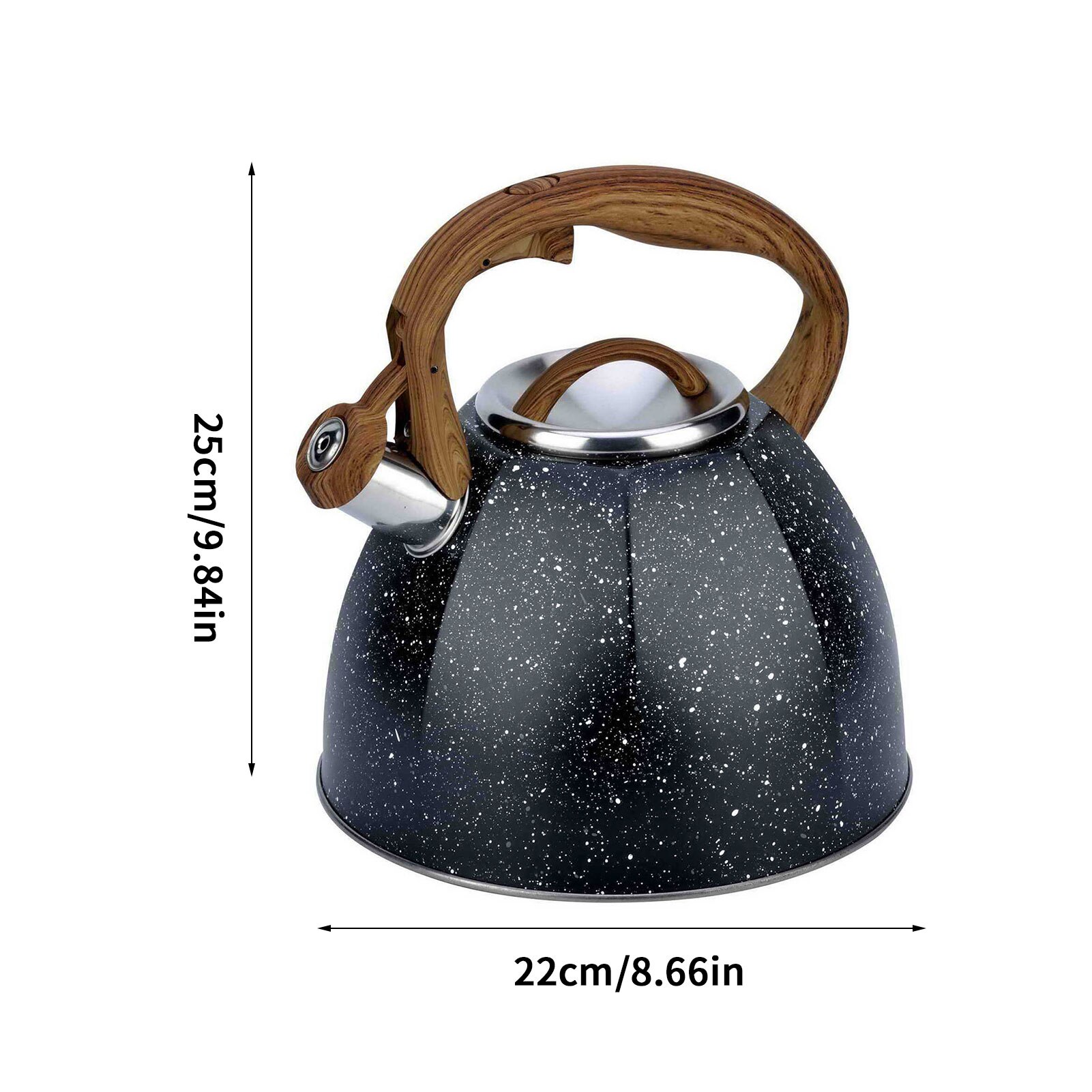 Bouilloire à thé en acier inoxydable, théière universelle en forme de citrouille noire, avec poignée résistante à la chaleur, pour toutes les cuisinières, 3,5 l: 3.7L Black