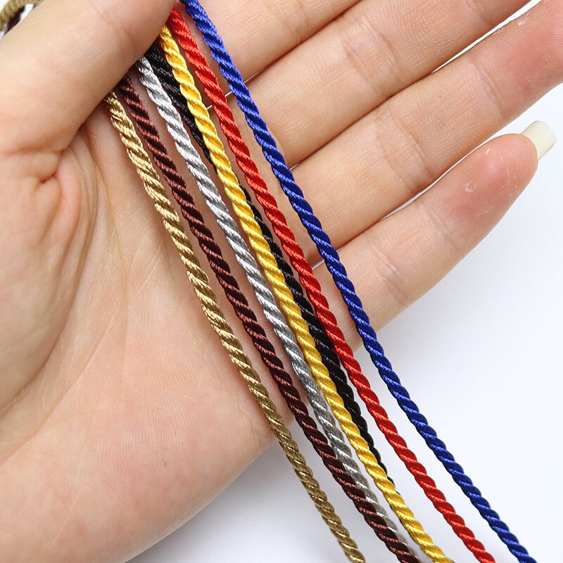 10 Meters 3mm Satin Polyester Cords Three strands of Rope Silk thread Rope Diy Jewelry Findings Handbag Box Accessories