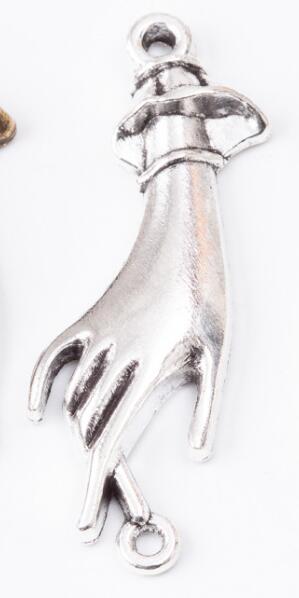 10 stk charms håndstik vedhæng lys zink legering fit armbånd halskæde diy metal smykker fund 6483: Antik forsølvet