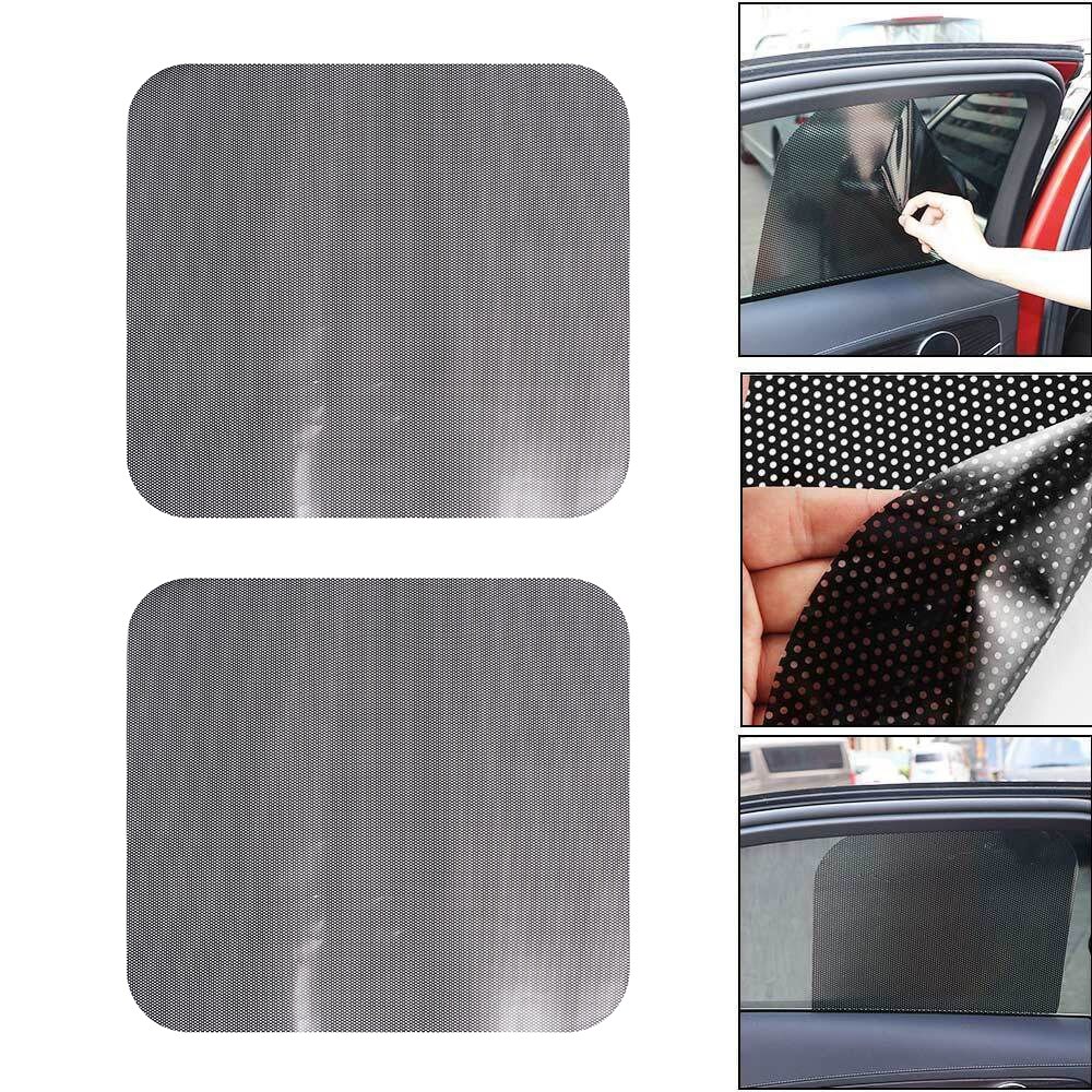 2pcs Summer Car Auto Side Window Mesh Film Curtain Windshield Net Sun shade Visors cover Sticker UV Protection Black