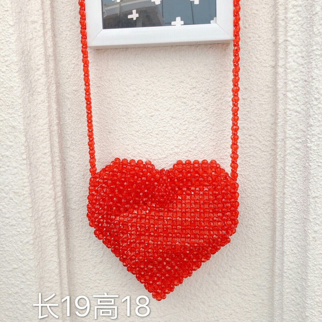Women Spring Homemade Handmade Beaded Love Peach Retro Year Red Crossbody Bag Exclusive Limited Vintage Bag