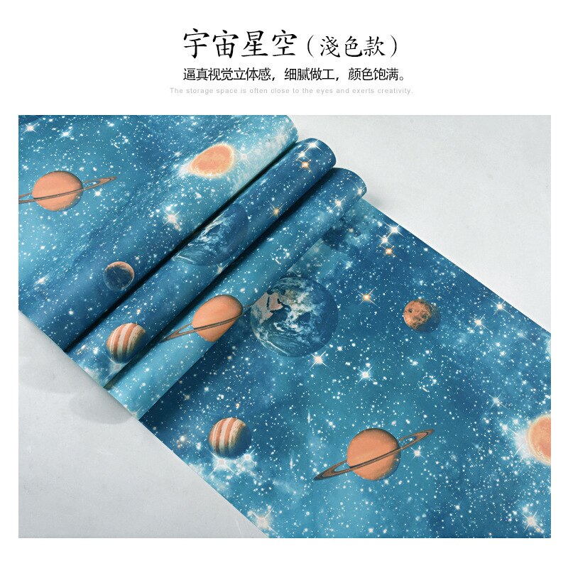 Outer space stars planet wallpaper Ceiling top wallpaper children room blue theme room wallpaper