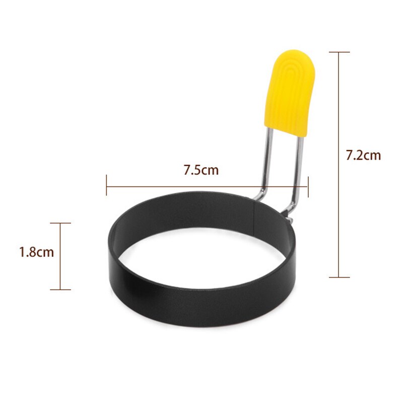 Tortilla de acero inoxidable 430 con anillo de Metal para freír huevos, redonda, antiadherente, molde de cocina con utensilios de cocina con mango, 1 ud.