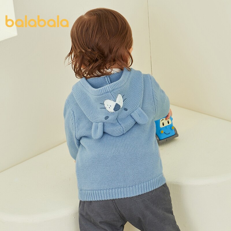 Balabala Girl jackets baby casual jackets boys winter knitted and velvet warm cartoon sweaters