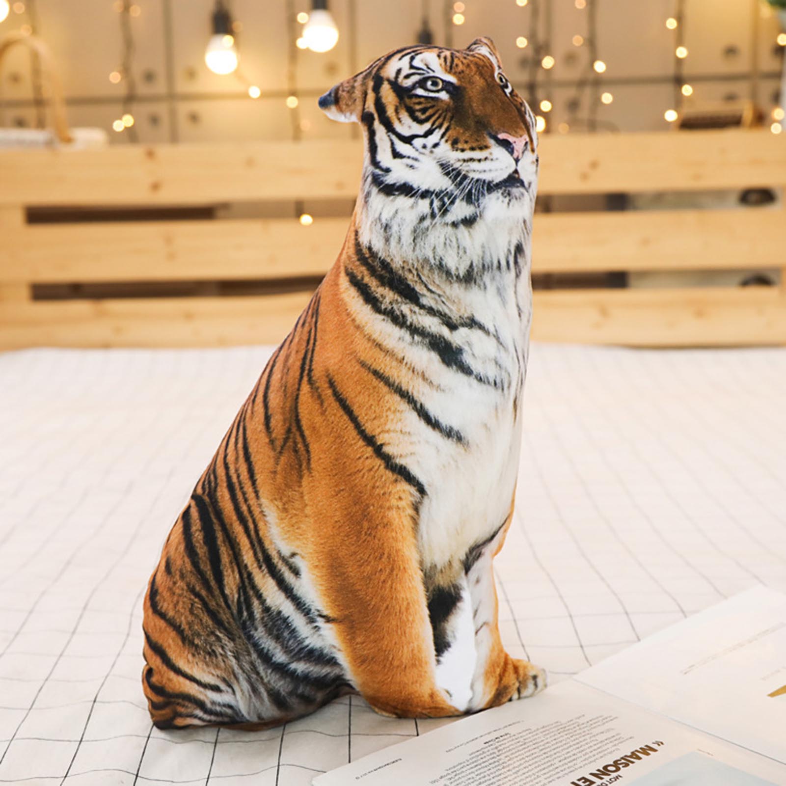 Realistic Animal 3D Pillow Tiger Soft Plush Toy Double-sided Printing Cat Doll