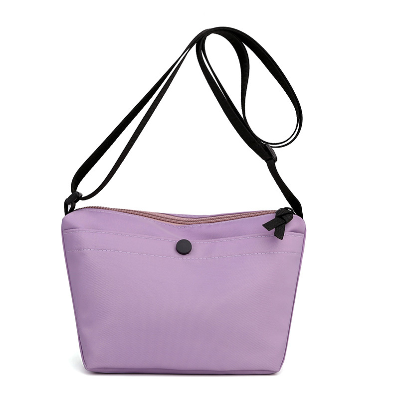 Borsa a tracolla in Nylon per donna 2021 borsa a tracolla impermeabile piccola Casual borsa a tracolla estiva con cerniera morbida tinta unita: Violet