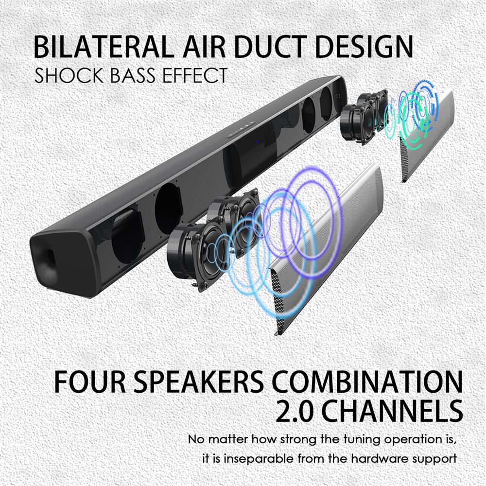 Youxiu 4 alto-falantes de rádio fm soundbar sem fio bluetooth tf cartão alto-falante surround cinema em casa tv som estéreo barra