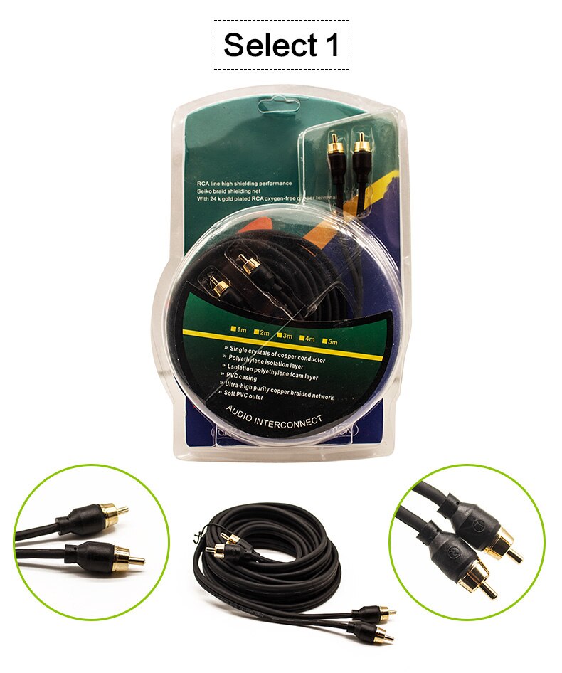 Câble audio de voiture 4.5m câble audio RCA amplificateur de subwoofer de voiture fil spécial: Black