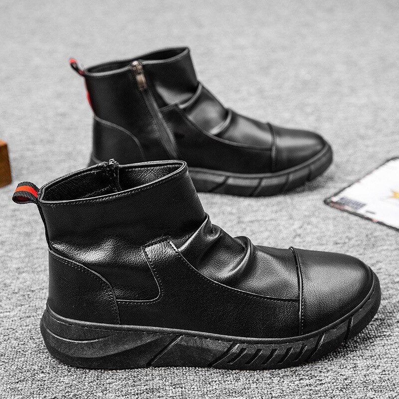British style high top Martin boots men's boots casual trend men's leather boots set foot zipper Chelsea boots