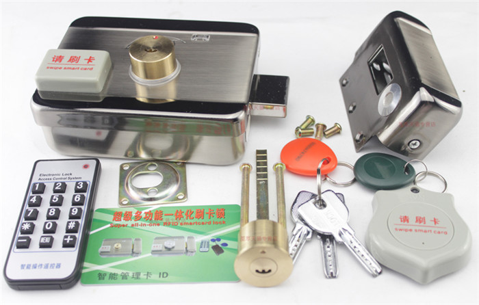 Electronic Door Access Control System Integrated RFID With ID 38mA Reader Electric Single Double head Gate 12V Power supply Lock: Double Head