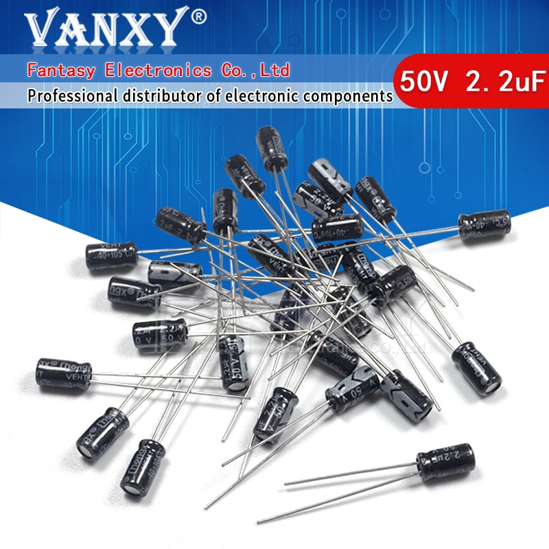 50 Uds 50V2.2UF 4*7mm 2,2 UF 50V 4*7 condensador electrolítico