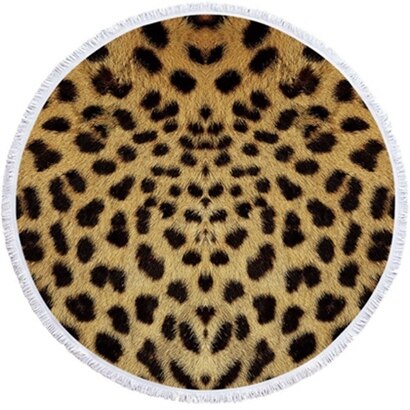 Luipaard Tijger Patroon Gedrukt Ronde Strandlaken Met Kwasten Microfiber 150Cm Zomer Zwemmen Picknick Mat Tapijt Reizen Deken: Beach towel15