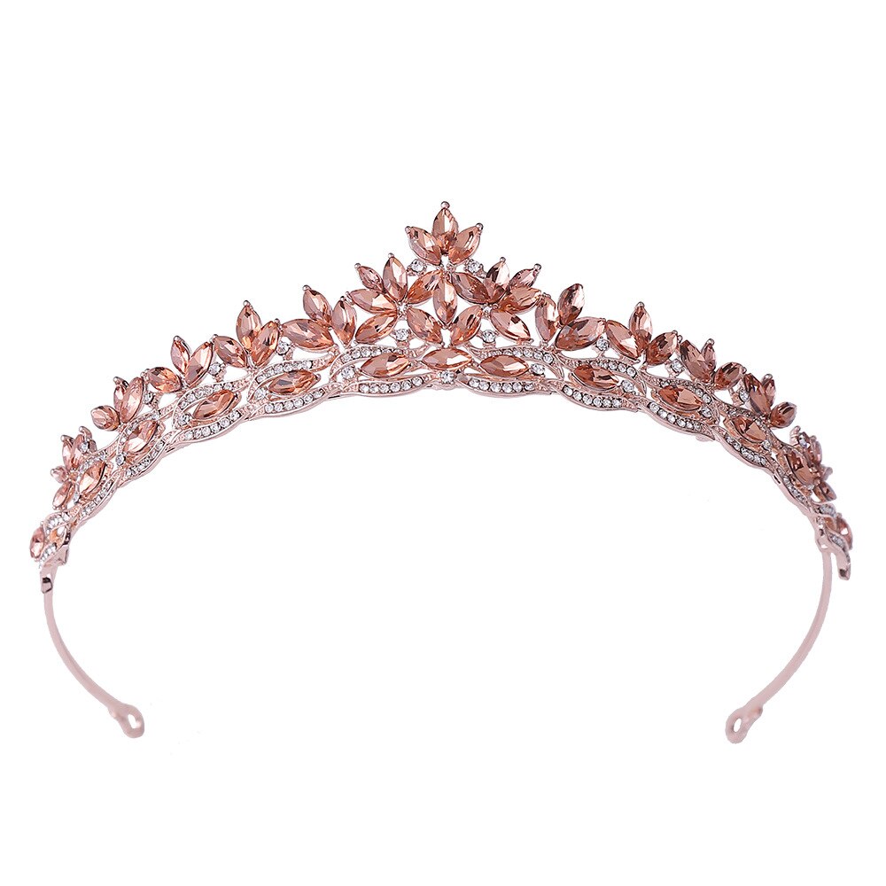 Mode Eenvoudige Crystal Leaf Bridal Tiara Kroon Prinses Queen Rhinestone Pageant Diadeem Bruiloft Haaraccessoires Tiara De Noiva