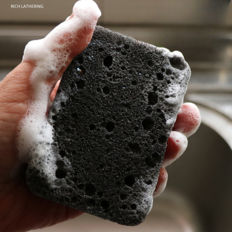 Esponja mágica de algas marinas negras de forma ovalada para cepillos de limpieza de cocina, limpieza de lavavajillas, esponja mágica duradera, herramientas para el hogar